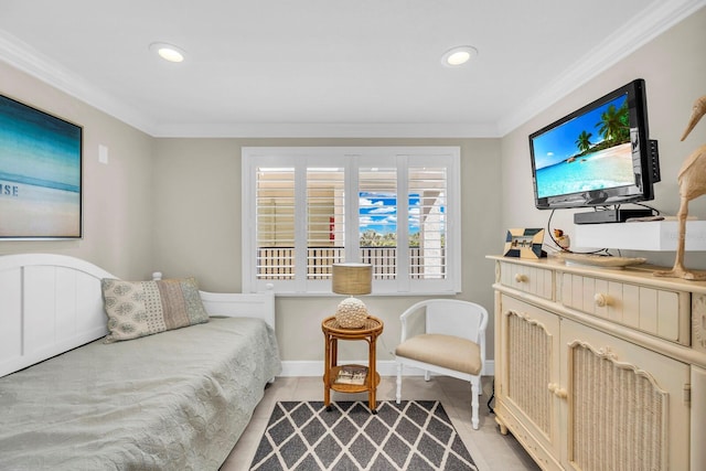 bedroom featuring ornamental molding