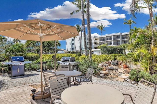 view of patio with a grill