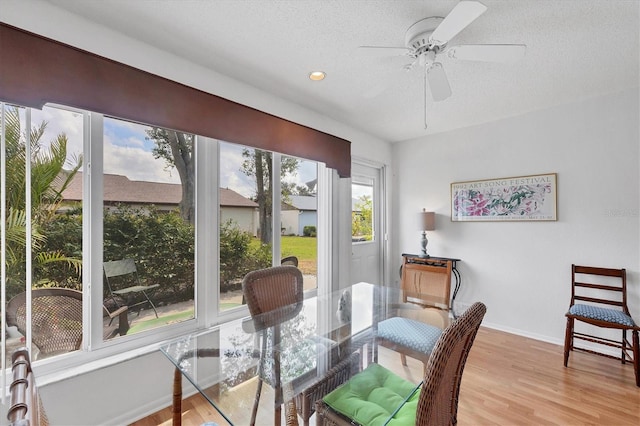 sunroom / solarium featuring ceiling fan