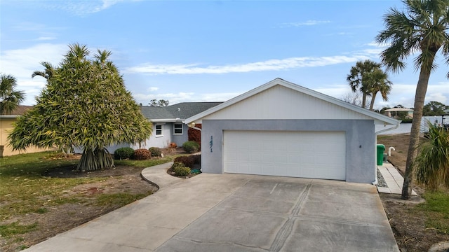 single story home with a garage