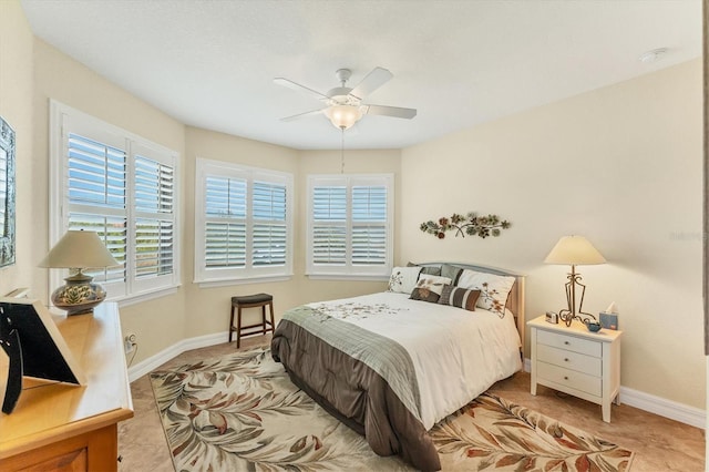 bedroom featuring ceiling fan