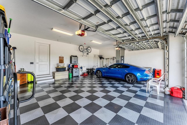 garage with a garage door opener