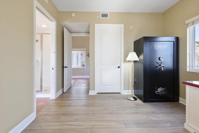 entrance foyer with a healthy amount of sunlight and light wood-type flooring