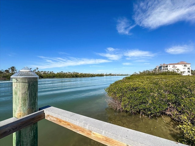 dock area featuring a water view