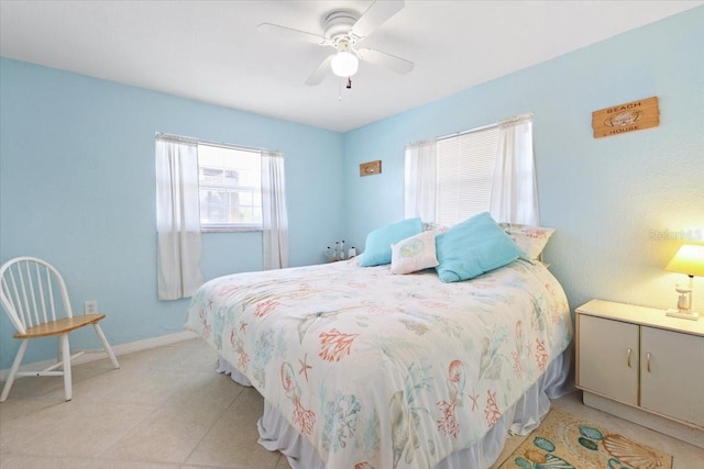 bedroom featuring ceiling fan