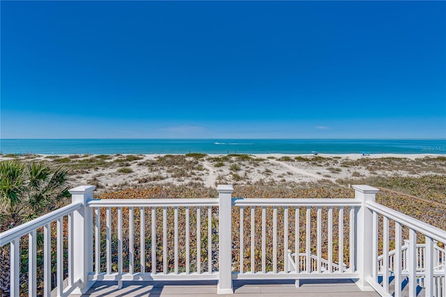 property view of water featuring a view of the beach