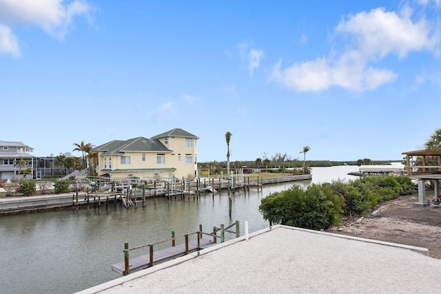 dock area featuring a water view