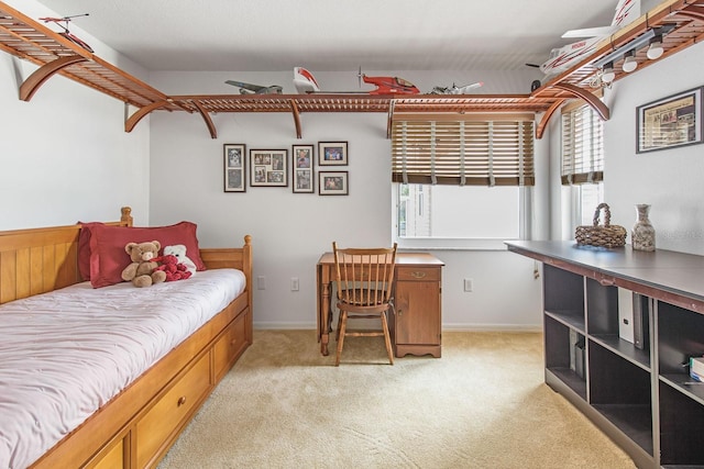 carpeted bedroom with multiple windows