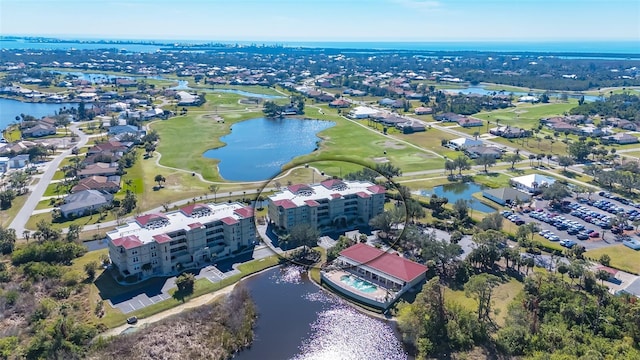 bird's eye view featuring a water view