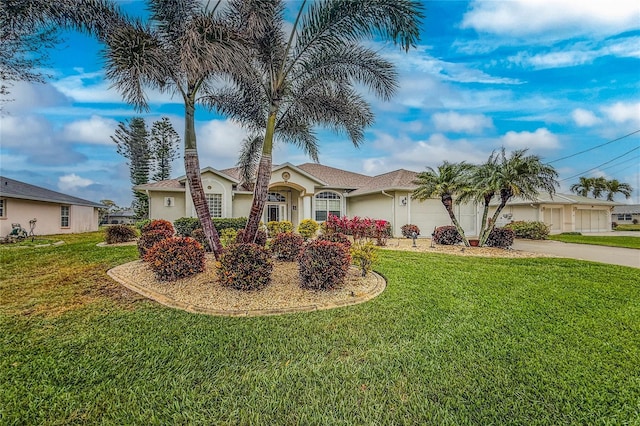 single story home with a front yard