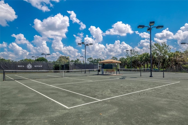 view of sport court featuring a gazebo