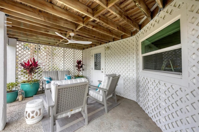 view of patio with ceiling fan