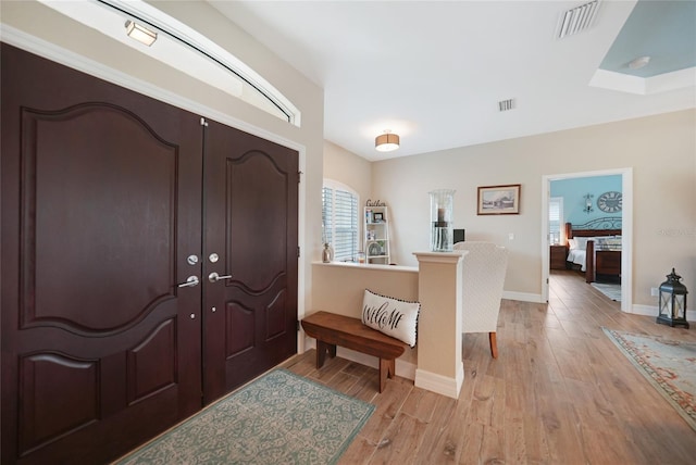 foyer entrance featuring light hardwood / wood-style flooring