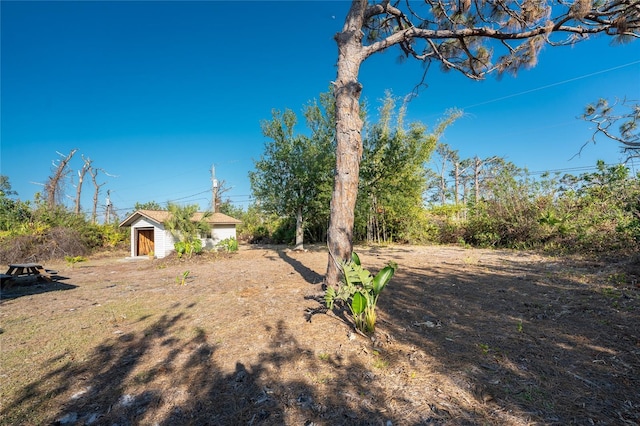 view of yard with an outdoor structure