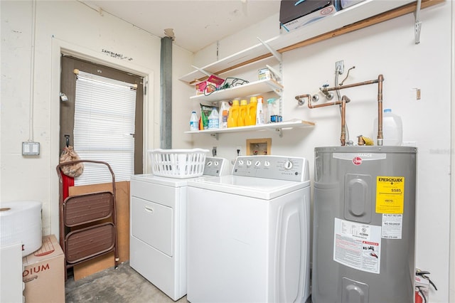 laundry room with independent washer and dryer and electric water heater