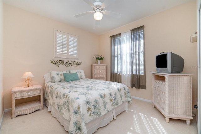 bedroom with carpet floors and ceiling fan