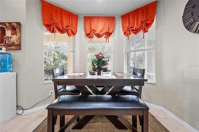 tiled dining room featuring a healthy amount of sunlight