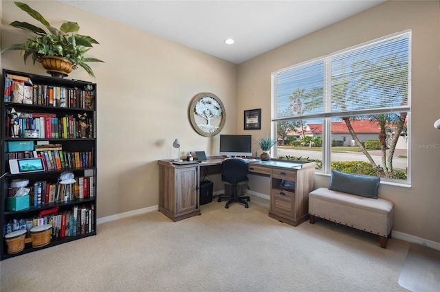 view of carpeted office space