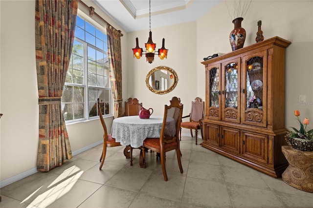411 Boundary Blvd, Rotonda West, FL 33947 - dining room with ornamental molding and a tray ceiling