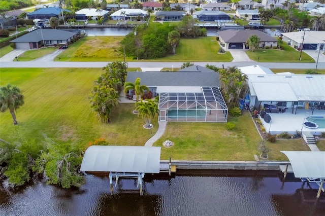 bird's eye view featuring a water view