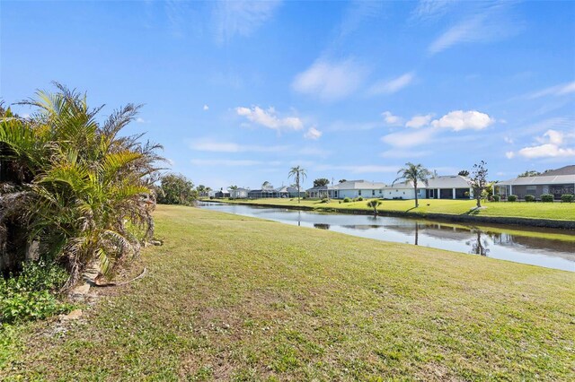 view of yard with a water view