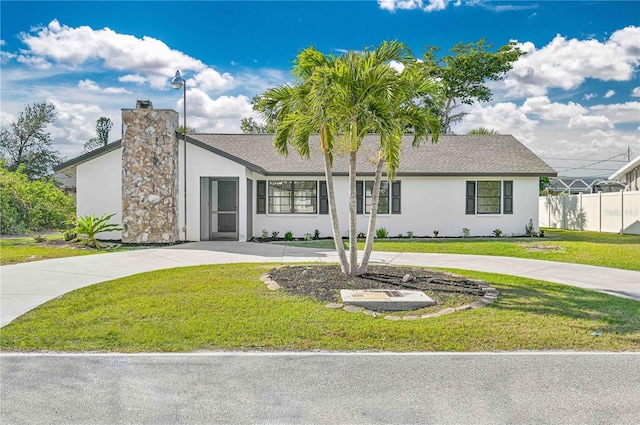 view of front of home featuring a front lawn