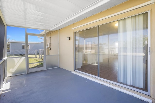 view of unfurnished sunroom