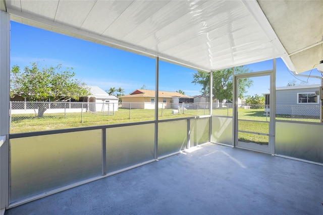 view of unfurnished sunroom