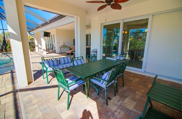 view of patio with ceiling fan