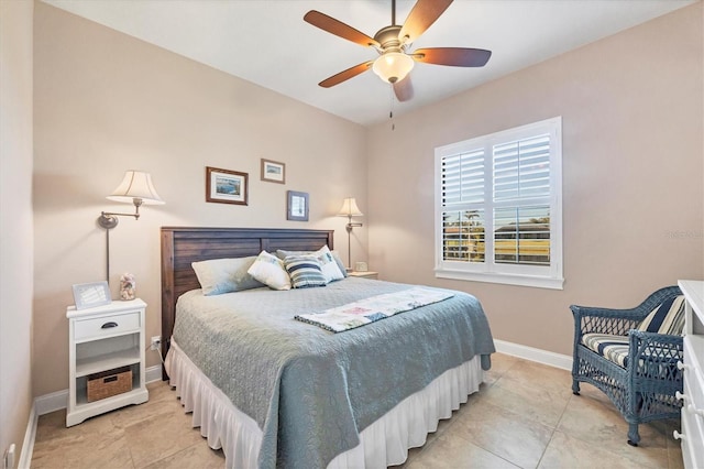 bedroom featuring ceiling fan