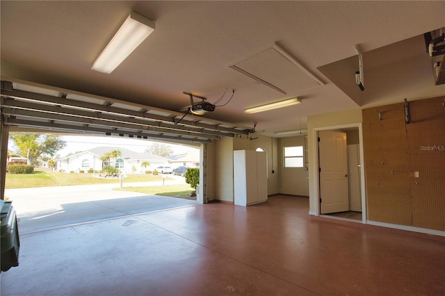 garage with a garage door opener