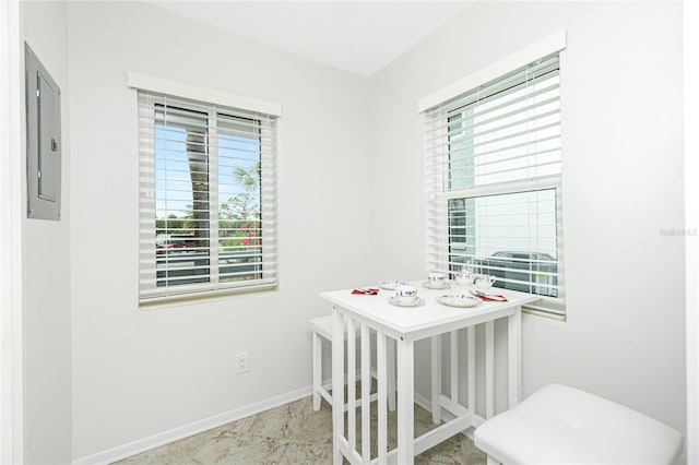 dining area featuring electric panel