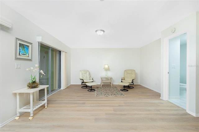 living area featuring light wood-type flooring