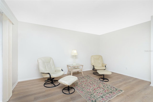 sitting room featuring light hardwood / wood-style flooring