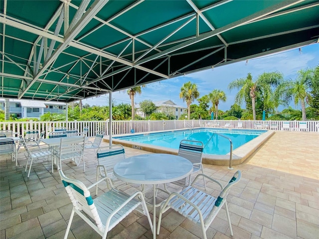 view of pool featuring a patio area