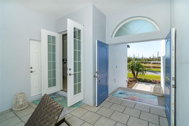 doorway to outside featuring french doors