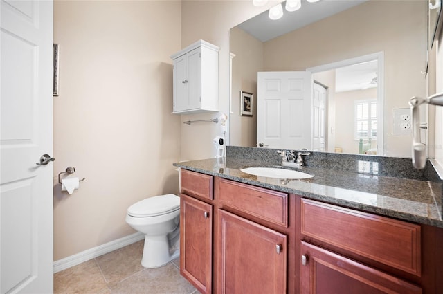 bathroom featuring tile patterned floors, toilet, and vanity