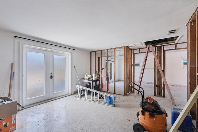 miscellaneous room with french doors