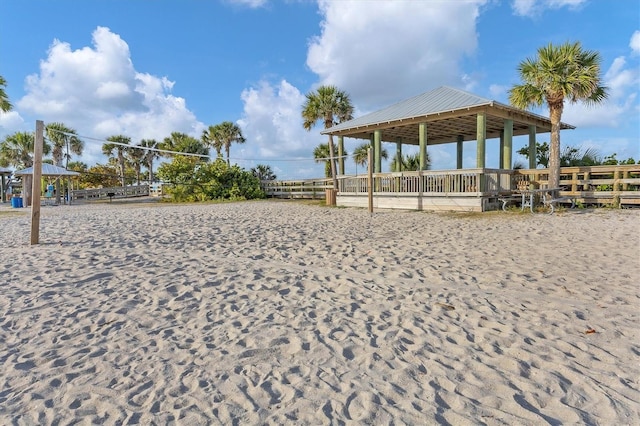 view of property's community featuring a gazebo and volleyball court