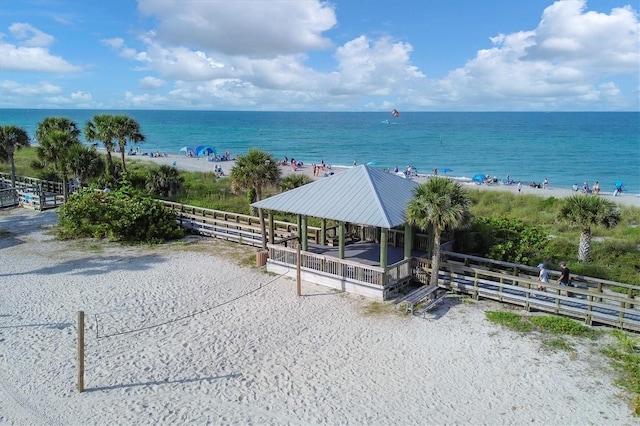 view of water feature with a view of the beach