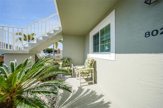 exterior space featuring stucco siding