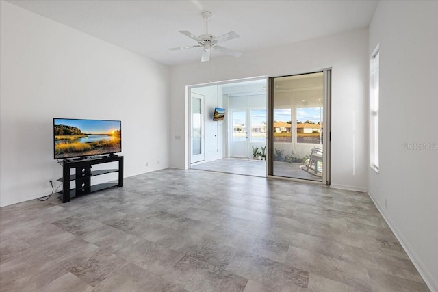 living room with ceiling fan