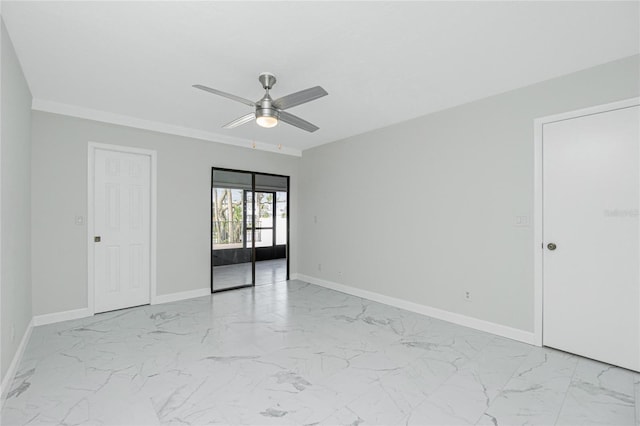 unfurnished room with ceiling fan