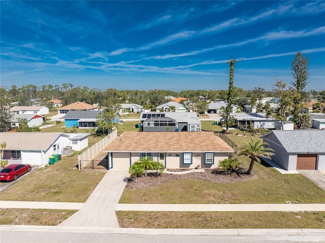 birds eye view of property with a residential view