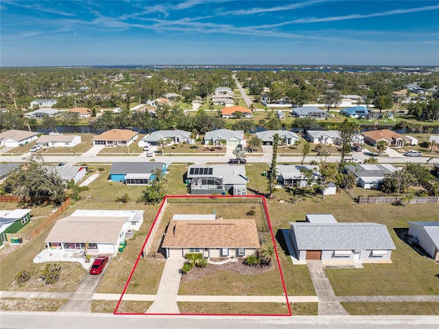 aerial view with a residential view