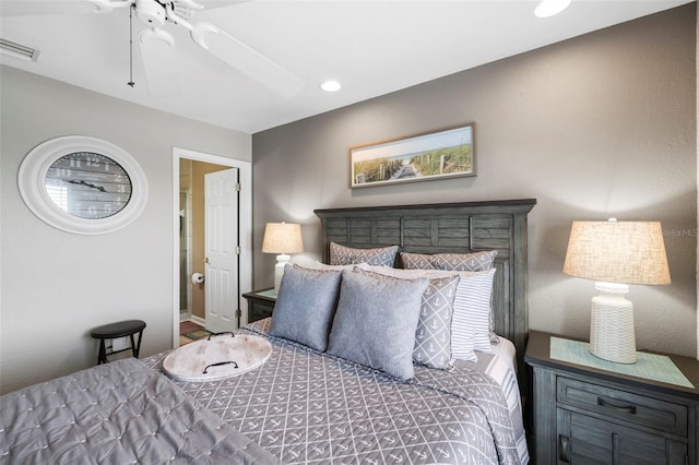 bedroom featuring ceiling fan