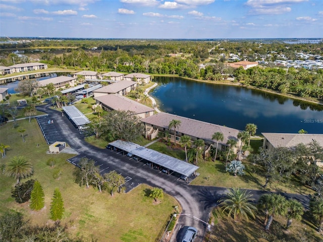 bird's eye view featuring a water view