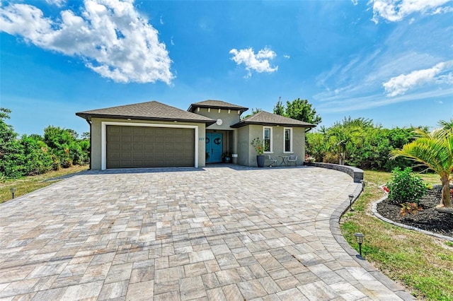 view of front of house with a garage