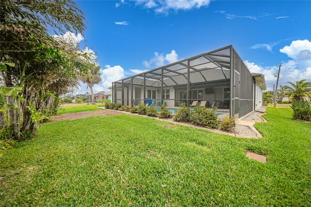 view of yard featuring a lanai