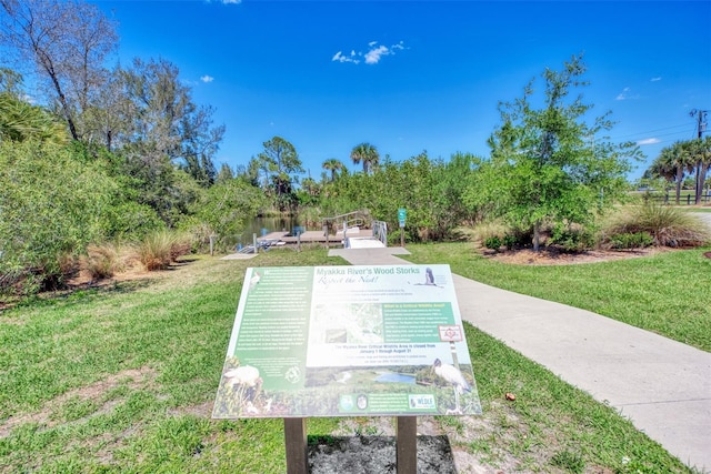 view of property's community featuring a yard